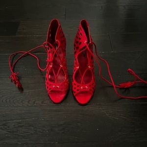 Beautiful suede red high heels